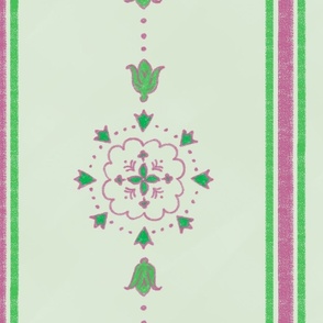Pink & Green Abstract Floral Stripe 1, 16-inch