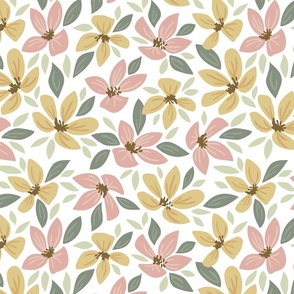 Summer Floral in Peachy + Gold on White