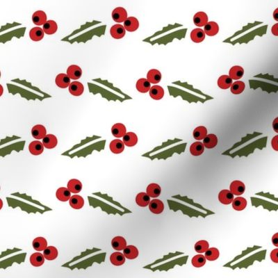 Christmas Holly berries on White