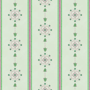 Pink & Green Abstract Floral Stripe 1, 6-inch
