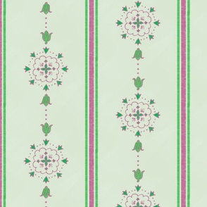 Pink & Green Abstract Floral Stripe 1, 8-inch
