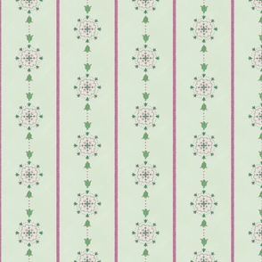 Pink & Green Abstract Floral Stripe 2, 4-inch