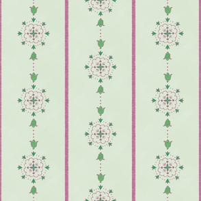 Pink & Green Abstract Floral Stripe 2, 6-inch