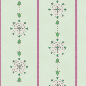 Pink & Green Abstract Floral Stripe 2, 8-inch