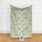 Secret Forest Animals Quilt – Mint Woodland Patchwork Blanket, GL-MNT, rotated