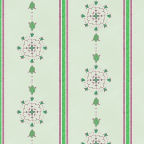 Pink & Green Abstract Floral Stripe 3, 8-inch