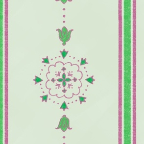 Pink & Green Abstract Floral Stripe 3, 16-inch