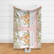 42” x 36” Blanket Panel Mama + Baby Fox, Pink Woodland Animal Bedding // REQUIRES ONE YARD