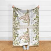 54” x 36” MINKY Mama + Baby Bunny Blanket Panel, Girls Floral Animal Bedding, FABRIC REQUIRED IS 54” or WIDER 