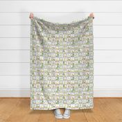 3" Secret Forest Animals Quilt – Neutral Gray Patchwork Blanket, GL-WHT1