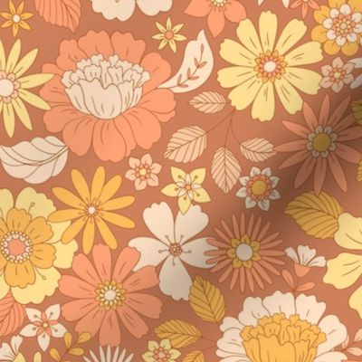 Nostalgic Flowers on Brown