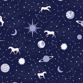 Horses and Constellations - Large - Blue 