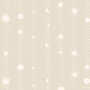 Planets and Dots -Large - White and Beige