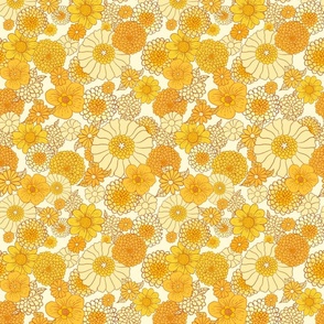 70s vintage retro yellow orange daisies pastels