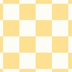 Soft white and  yellow check - medium scale