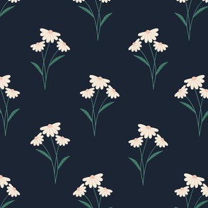 Pretty daisy on dark navy background - large scale