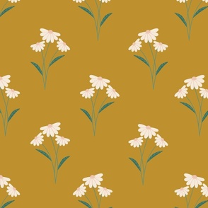 Pretty daisy on mustard background - large scale
