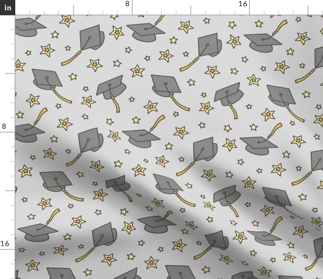 Grad Caps & Stars on Gray (Large Scale)