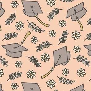 Pretty Graduation Doodle on Peach (Large Scale)