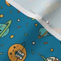 Birthday Party in Space on Blue (Small Scale)