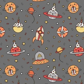 Birthday Party in Space on Gray (Small Scale)