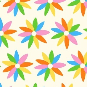 Fiesta Flowers on Cream (Large Scale)