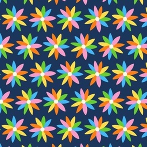 Fiesta Flowers on Dark Blue (Small Scale)