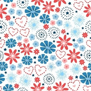 Fireworks & Flowers on White (Large Scale)