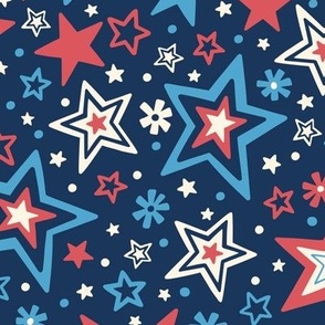 Patriotic Stars on Blue (Large Scale)