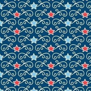 Swirly Red & Blue Stars (Small Scale)