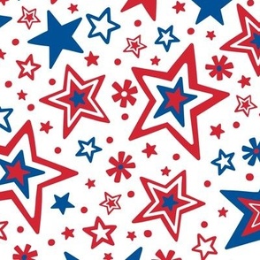 Patriotic Stars on White (Large Scale)