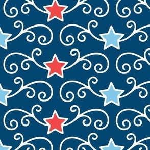 Swirly Red & Blue Stars (Large Scale)