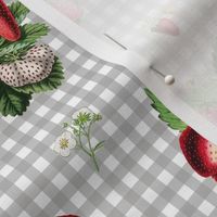 Strawberries on grey gingham