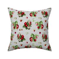 Strawberries on grey gingham