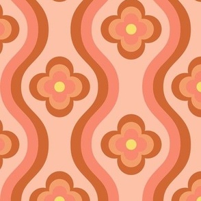 Retro floral wave - blush