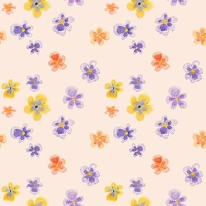 Watercolour Pansies - Soft Blush 