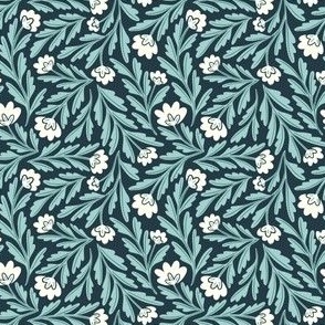 Isabel Flowing Floral | Small Scale | Navy Blue Flowers