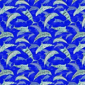 Ocean Blue Marine Animals Dolphins Marlins
