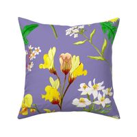 Spring Flowers on purple, Jumbo, Large Scale, 20-inch repeat