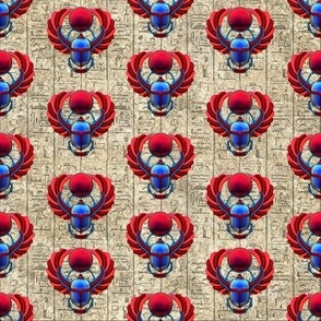 Blue Red Egyptian Scarab Beetles