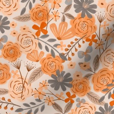 Flower Child Boho in Orange and brown | Floral Wilderness - small scale | ©designsbyroochita