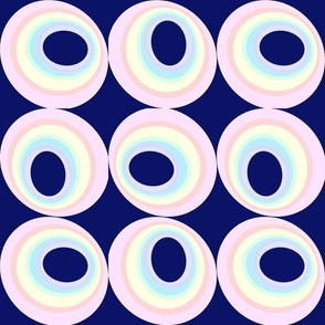 Rainbow Circles on Blue -  Large