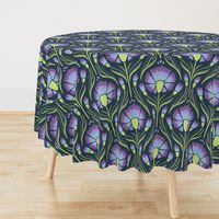 Art Nouveau Carnations Damask - purple flowers, blue flowers, art nouveau floral, floral damask, modern floral, elegant 