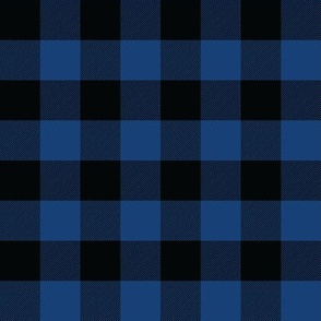 1 Inch Blue Buffalo Check | Neutral Blue and Black Checkered