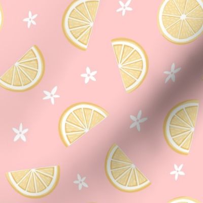 Fresh Lemon Slices and florals in pink