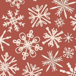 Snowflakes on red