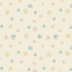 Star Floral in Peachy, Gold and Seafoam on Cream