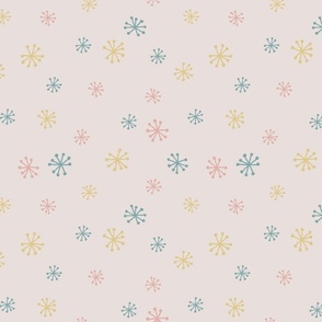 Star Floral in Peachy, Gold and Seafoam on Linen