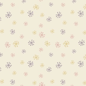 Star Floral Doodle in Peachy Pink, Mauve and Gold on Cream