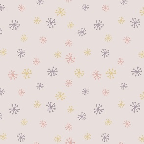 Star Floral in Peachy, Mauve and Gold on Linen